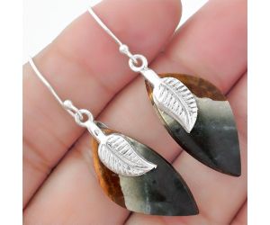 Natural Polygram Jasper Earrings SDE57658 E-1137, 13x27 mm