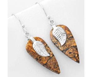 Natural Coquina Fossil Jasper - India Earrings SDE57693 E-1137, 12x26 mm