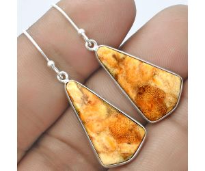 Natural Coral Jasper Earrings SDE58480 E-1001, 13x24 mm