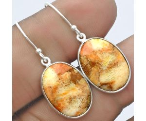 Natural Coral Jasper Earrings SDE58485 E-1001, 13x18 mm