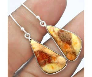 Natural Coral Jasper Earrings SDE58497 E-1001, 11x22 mm