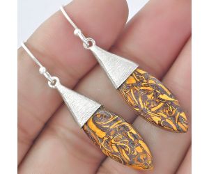 Natural Coquina Fossil Jasper - India Earrings SDE58885 E-1083, 10x23 mm