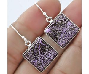 Natural Purpurite - South Africa Earrings SDE59001 E-1001, 15x15 mm