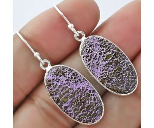 Natural Purpurite - South Africa Earrings SDE59089 E-1001, 12x22 mm