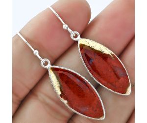 Natural Red Moss Agate Earrings SDE59109 E-1001, 11x26 mm