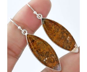 Natural Red Moss Agate Earrings SDE59119 E-1001, 12x32 mm