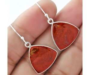 Natural Red Moss Agate Earrings SDE59146 E-1001, 17x17 mm