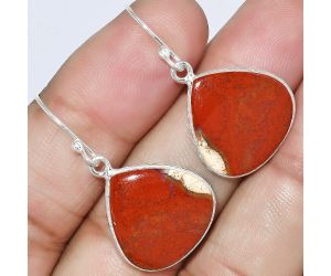 Natural Red Moss Agate Earrings SDE59213 E-1001, 17x17 mm