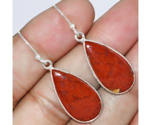 Natural Red Moss Agate Earrings SDE59216 E-1001, 12x23 mm