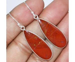 Natural Red Moss Agate Earrings SDE59227 E-1001, 12x29 mm