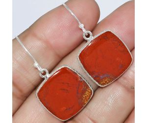 Natural Red Moss Agate Earrings SDE59228 E-1001, 18x18 mm