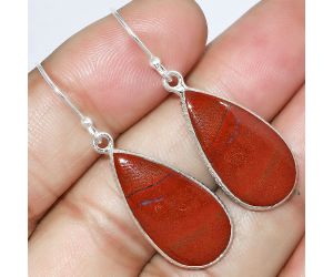 Natural Red Moss Agate Earrings SDE59230 E-1001, 12x24 mm