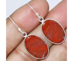 Natural Red Moss Agate Earrings SDE59237 E-1001, 12x18 mm