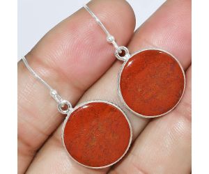 Natural Red Moss Agate Earrings SDE59239 E-1001, 17x17 mm