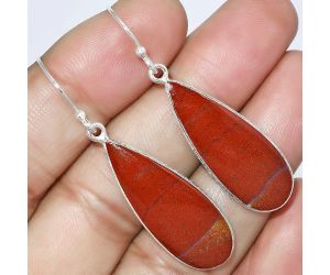 Natural Red Moss Agate Earrings SDE59245 E-1001, 12x30 mm