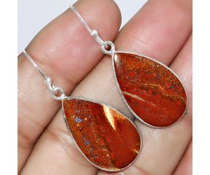 Natural Red Moss Agate Earrings SDE59250 E-1001, 15x25 mm