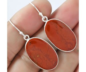 Natural Red Moss Agate Earrings SDE59264 E-1001, 14x23 mm