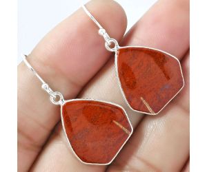 Natural Red Moss Agate Earrings SDE59278 E-1001, 18x19 mm