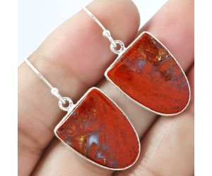 Natural Red Moss Agate Earrings SDE59285 E-1001, 15x20 mm