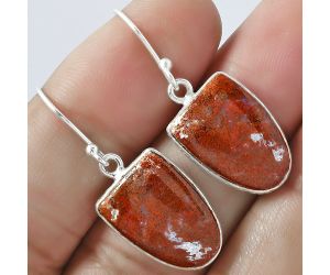 Natural Red Moss Agate Earrings SDE59370 E-1001, 12x16 mm