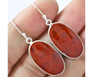 Natural Red Moss Agate Earrings SDE59384 E-1001, 13x23 mm