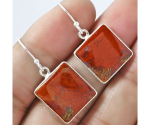 Natural Red Moss Agate Earrings SDE59394 E-1001, 15x15 mm