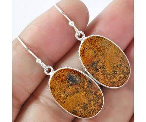 Natural Red Moss Agate Earrings SDE59410 E-1001, 14x22 mm