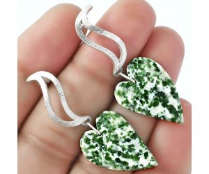 Valentine Gift Heart Natural Dioptase Earrings SDE59544 E-1204, 16x24 mm