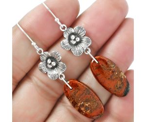 Floral - Natural Red Moss Agate Earrings SDE59989 E-1237, 11x21 mm