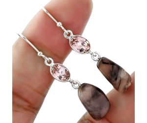 Guava Quartz and Pink Morganite Earrings SDE60415 E-1011, 9x14 mm