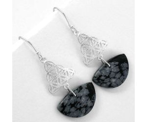 Natural Snow Flake Obsidian Earrings SDE61027 E-1108, 14x21 mm