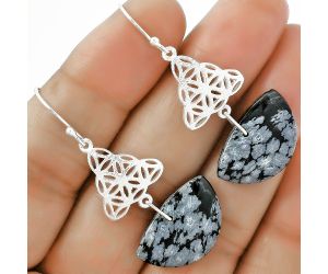 Natural Snow Flake Obsidian Earrings SDE61027 E-1108, 14x21 mm