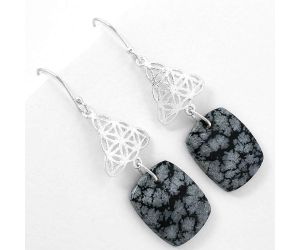 Natural Snow Flake Obsidian Earrings SDE61031 E-1108, 16x19 mm