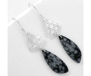 Natural Snow Flake Obsidian Earrings SDE61035 E-1108, 11x29 mm