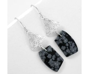 Natural Snow Flake Obsidian Earrings SDE61036 E-1108, 14x23 mm