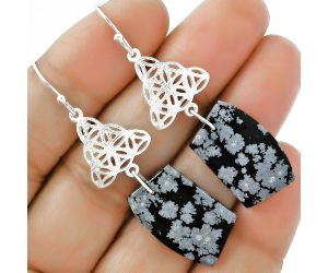 Natural Snow Flake Obsidian Earrings SDE61036 E-1108, 14x23 mm