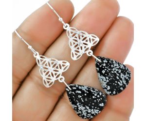 Natural Snow Flake Obsidian Earrings SDE61037 E-1108, 15x20 mm