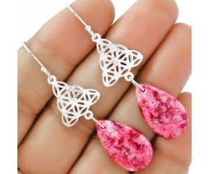 Natural Pink Thulite - Norway Earrings SDE61048 E-1108, 13x22 mm