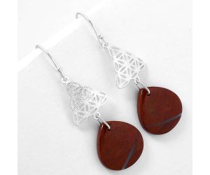 Natural Red Moss Agate Earrings SDE61058 E-1108, 18x19 mm