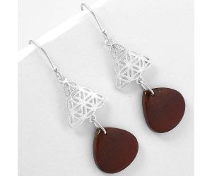 Natural Red Moss Agate Earrings SDE61070 E-1108, 16x17 mm