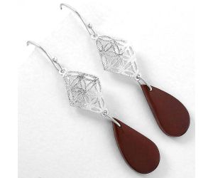 Natural Red Moss Agate Earrings SDE61077 E-1108, 12x23 mm