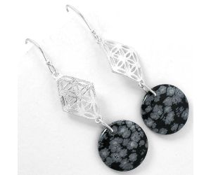 Natural Snow Flake Obsidian Earrings SDE61093 E-1108, 17x17 mm