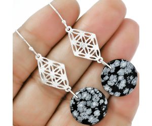 Natural Snow Flake Obsidian Earrings SDE61093 E-1108, 17x17 mm