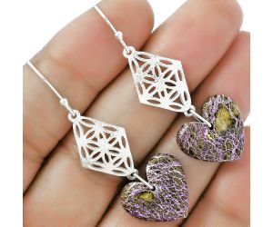 Valentine Gift Heart Natural Purpurite - South Africa Earrings SDE61096 E-1108, 16x17 mm