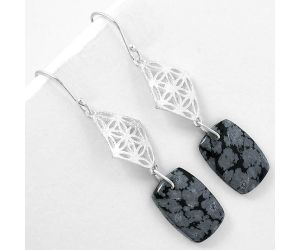 Natural Snow Flake Obsidian Earrings SDE61108 E-1108, 12x18 mm