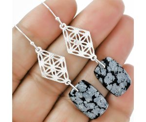 Natural Snow Flake Obsidian Earrings SDE61108 E-1108, 12x18 mm