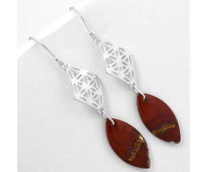 Natural Red Moss Agate Earrings SDE61115 E-1108, 11x24 mm