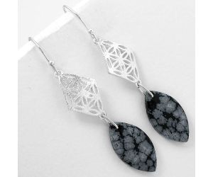 Natural Snow Flake Obsidian Earrings SDE61116 E-1108, 12x23 mm