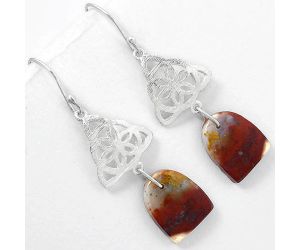Natural Red Moss Agate Earrings SDE61123 E-1108, 13x15 mm