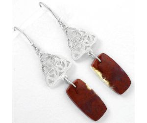 Natural Red Moss Agate Earrings SDE61130 E-1108, 11x22 mm